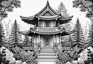 forest, lineswork tattoo idea