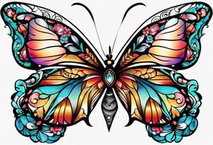 Half butterfly half flower tattoo idea