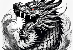 Animal head of a chinese dragon who is angry tattoo idea