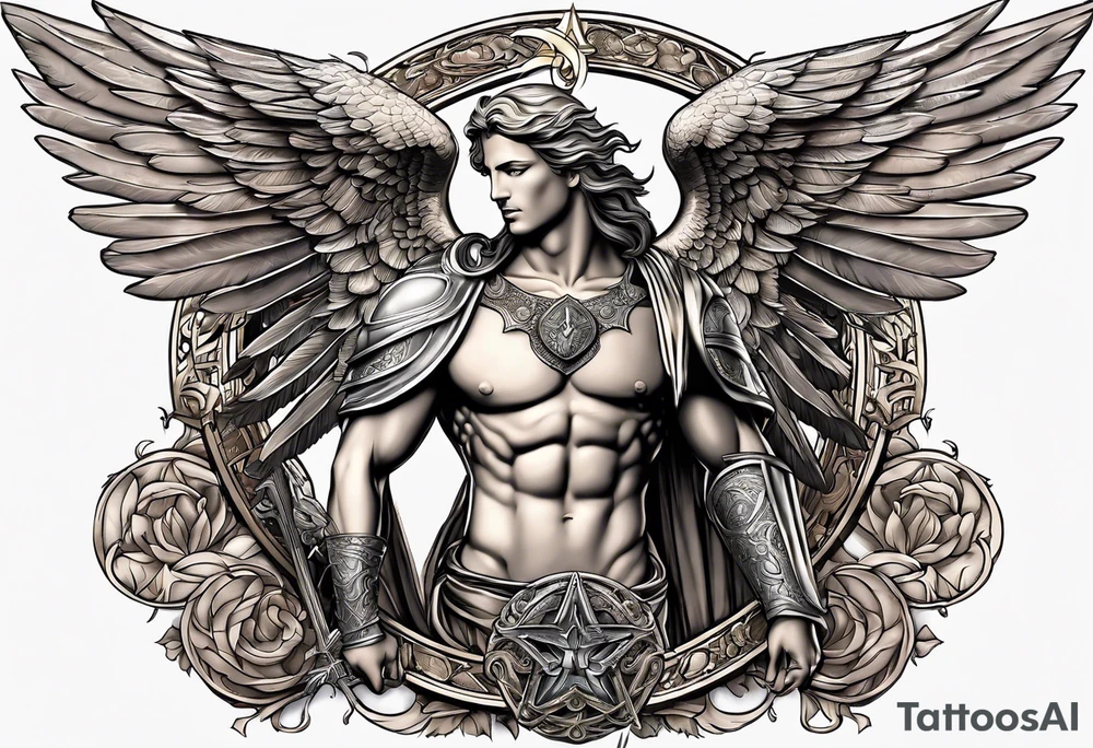 Michael the Archangel with ophanim tattoo idea