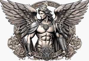 Michael the Archangel with ophanim tattoo idea
