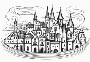 medieval city swirl
 vector tattoo idea