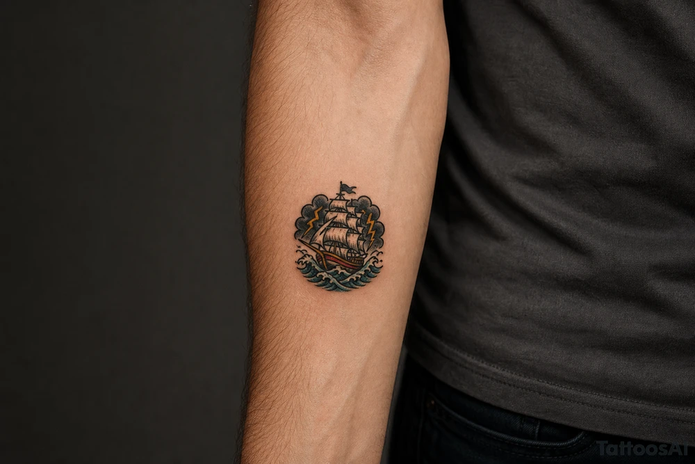 pirate ship in a storm tattoo idea