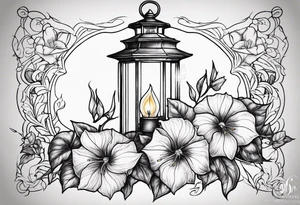 Lantern with morning glories tattoo idea