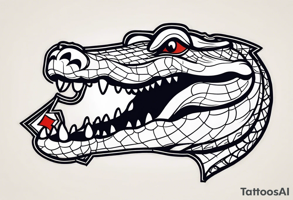 Alligator biting a 2 of spades card tattoo idea