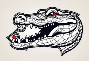 Alligator biting a 2 of spades card tattoo idea