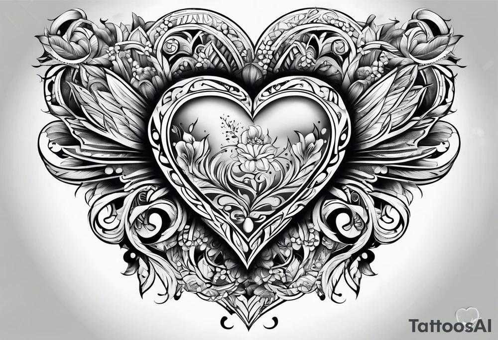 Hearted vein with words grandma, mum and dad tattoo idea