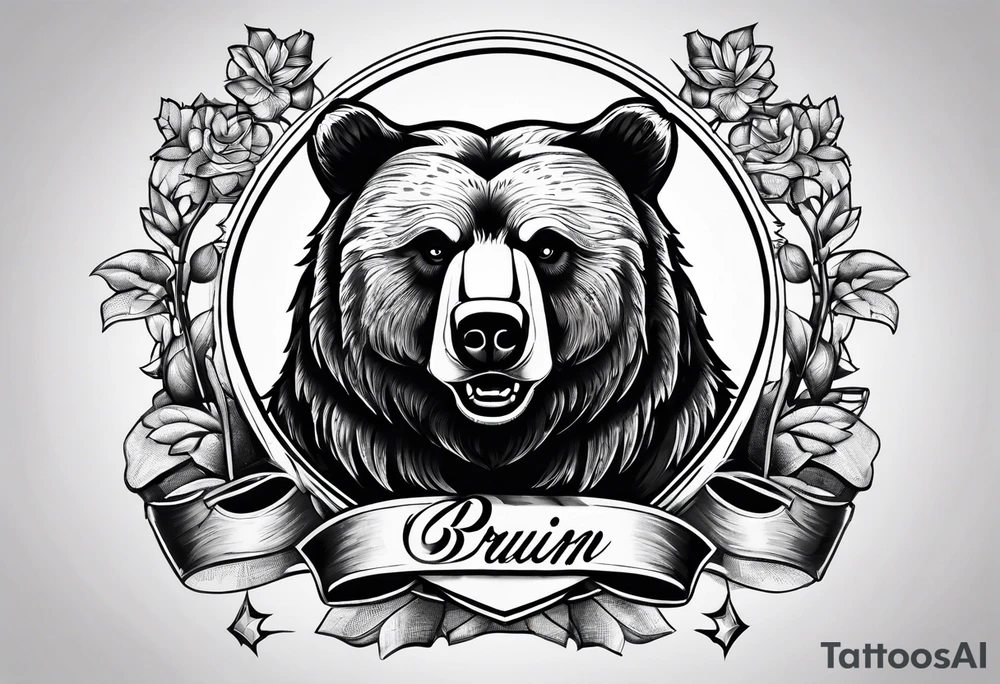 Bruin bear and Cambridge University Crest tattoo idea