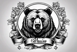 Bruin bear and Cambridge University Crest tattoo idea