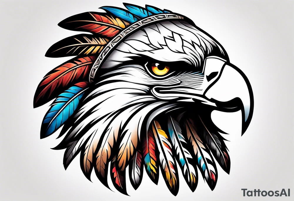 Eagle with native war bonnet tattoo idea