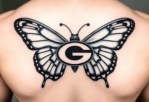 Butterfly with green bay packers logo tattoo idea