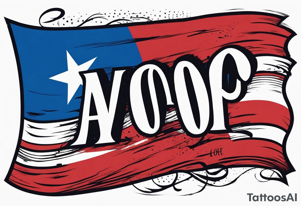 The Puerto Rican Flag with the words under it 
“A.O.” BUSHWICK tattoo idea