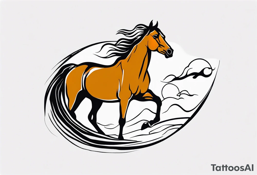 Small lower back tattoo of the horse from the Dali painting Morning Ossification of the Cypress tattoo idea