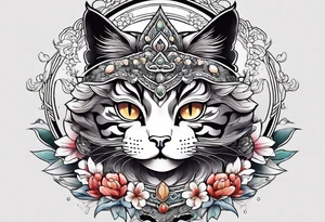 Cat on top of budha tattoo idea