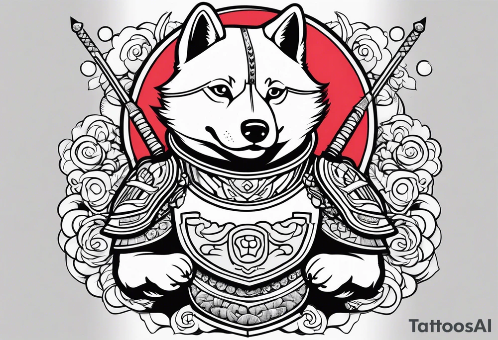 Shiba inu  japanese warrior armor tattoo idea