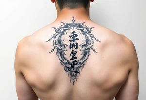 Unique Clean, modern wu wei, vertical tattoo idea