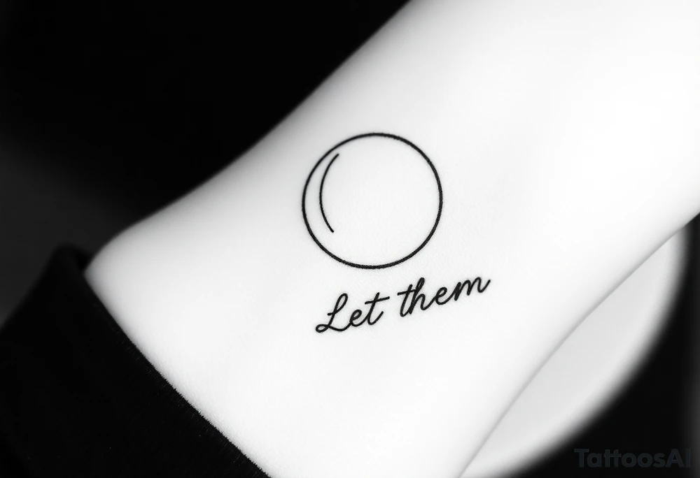 croissant de lune mystique et spirituel avec le text Let Them ( tatouage tout en longueur) tattoo idea