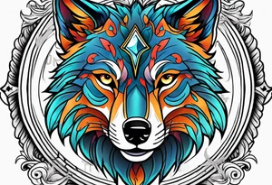 Neo traditional wolf head tattoo idea