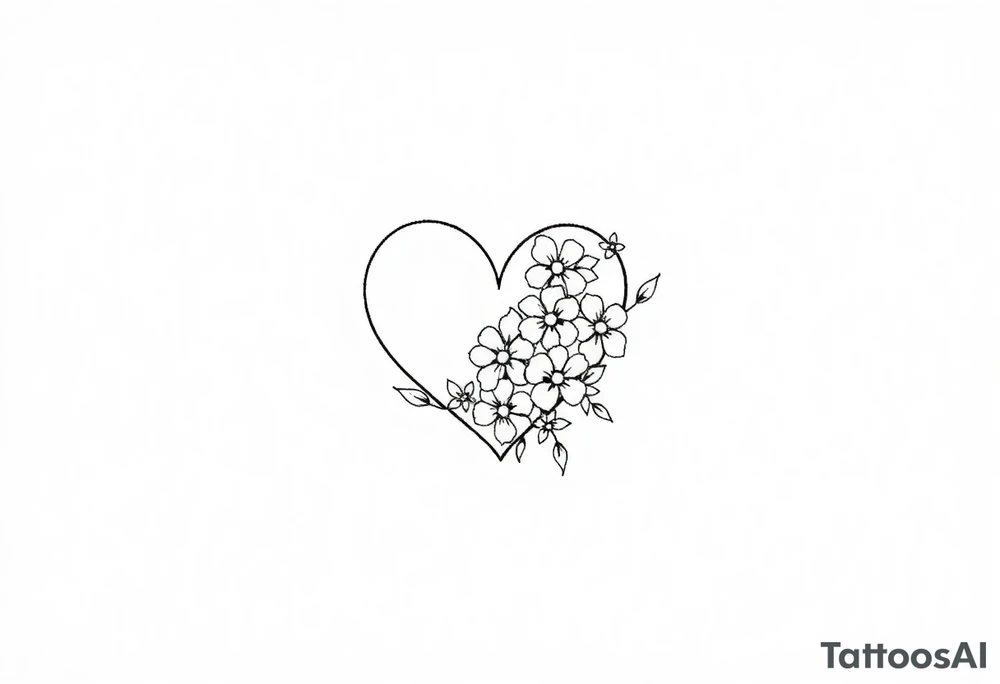 I want L in a small heart shape with flowers tattoo idea