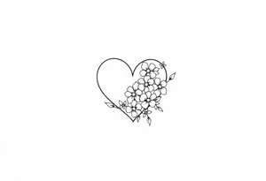 I want L in a small heart shape with flowers tattoo idea