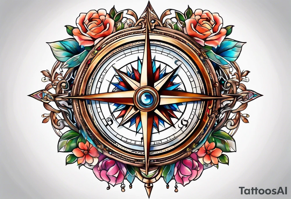 Feminine compass tattoo idea