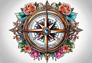 Feminine compass tattoo idea