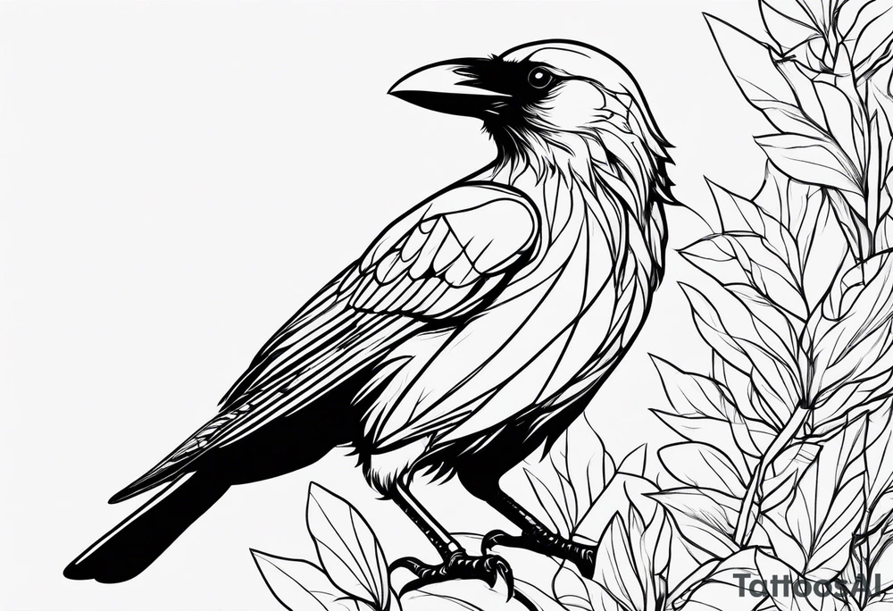 simple crow tattoo line artwork tattoo idea
