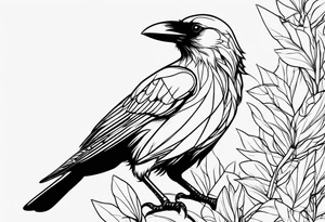 simple crow tattoo line artwork tattoo idea