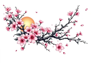 Cherry blossom and sun, beautiful tattoo idea