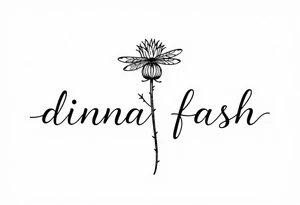 minimaliste thistle with dragonfly text : dinna fash tattoo idea