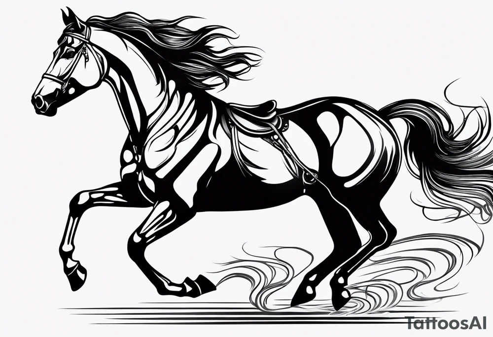 Horse drawn using simple lines tattoo idea