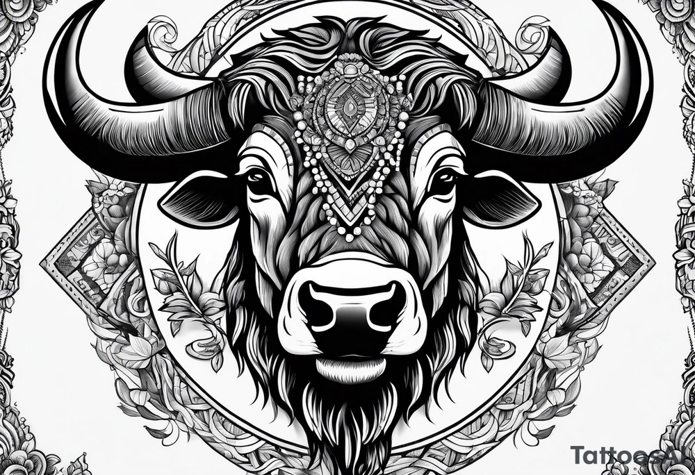 Bison head tattoo idea