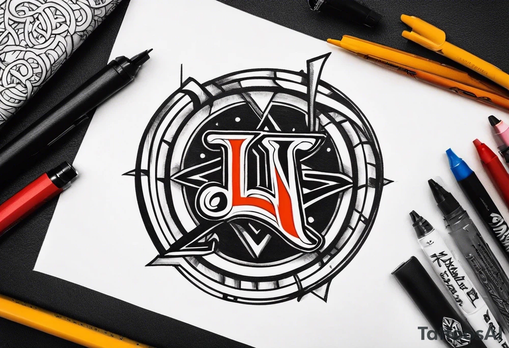 the letters A W R in the middle of a ninja headband tattoo idea