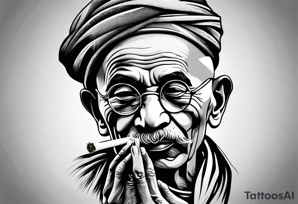 ghandi smoking cigarette tattoo idea