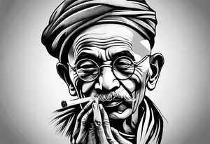 ghandi smoking cigarette tattoo idea