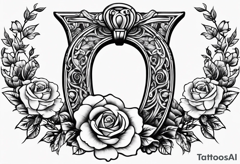 horseshoe with roses tattoo idea