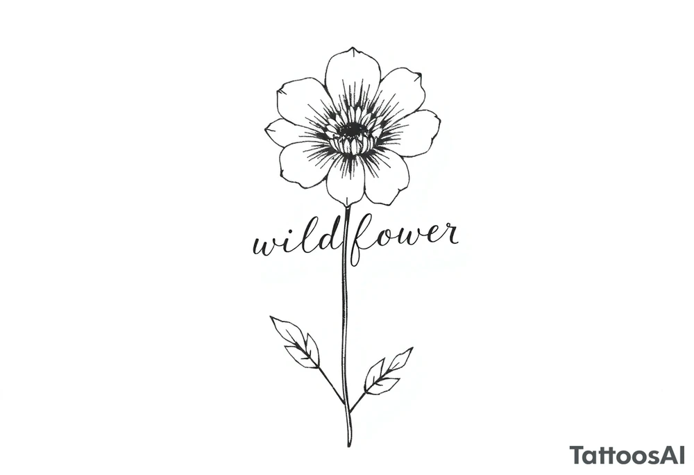 A flower with the word wildflower as the stem tattoo idea