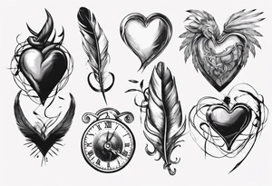 heart and feather on scales tattoo idea