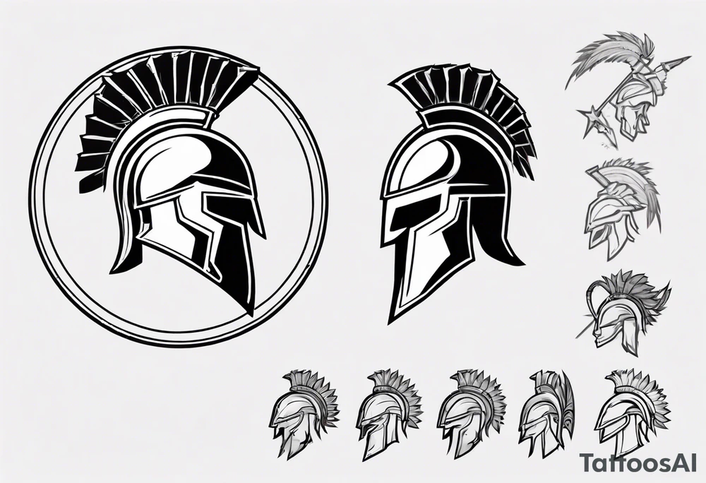 ultra-fine line linework vector of a spartan from the side, spartan spear, spartan shield, laurel wreath tattoo idea