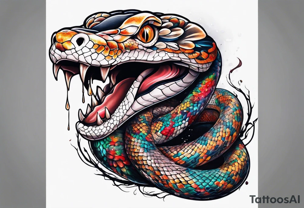 Brainstem as a snake biting a brain tattoo idea