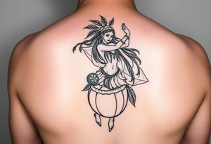 Dancing free spirit girl with a lime in a coconut tattoo idea