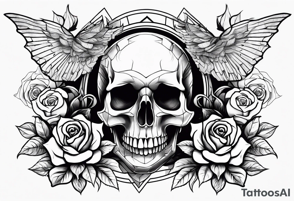 skull and roses and bold tattoo idea