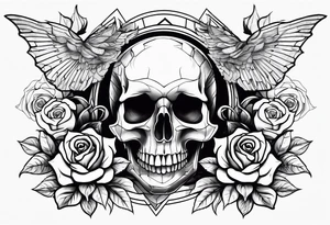 skull and roses and bold tattoo idea