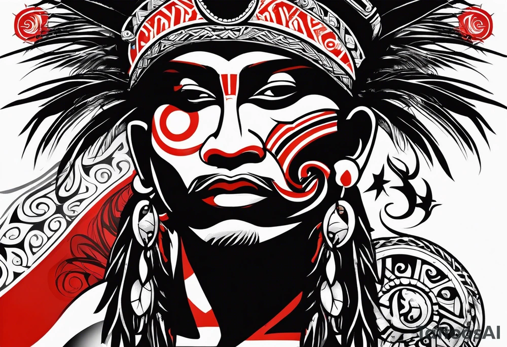 Taino tribal sun with the Puerto Rico, U.S. Virgin Islands, and Trinidad flags. tattoo idea