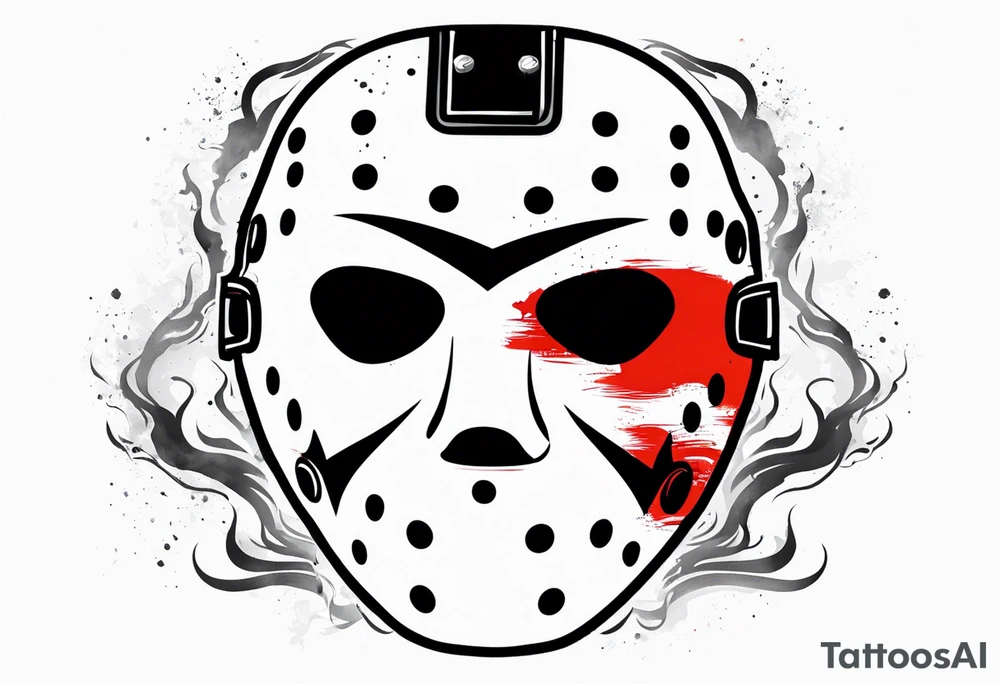 Friday the 13th Jason mask tattoo with smoke tattoo idea