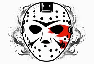 Friday the 13th Jason mask tattoo with smoke tattoo idea