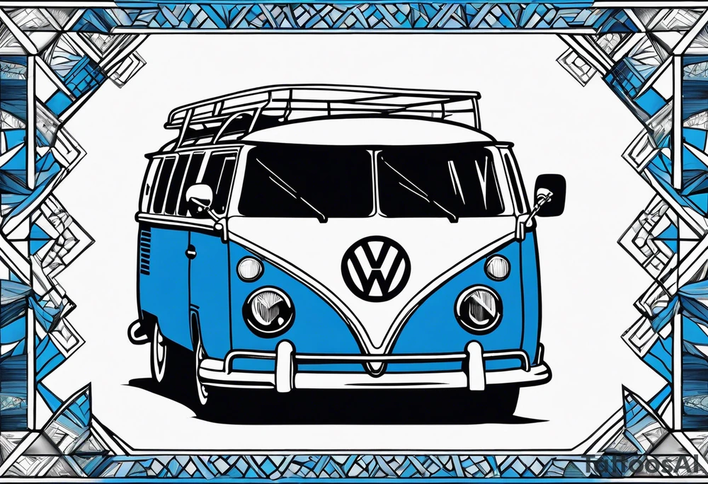 1967 21 window vw bus blue and white tattoo idea