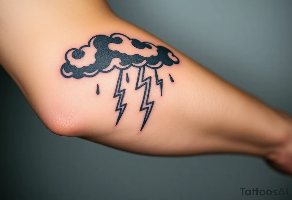 Black storm clouds with rain falling & lightning bolts striking down tattoo idea