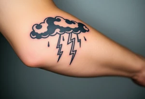Black storm clouds with rain falling & lightning bolts striking down tattoo idea
