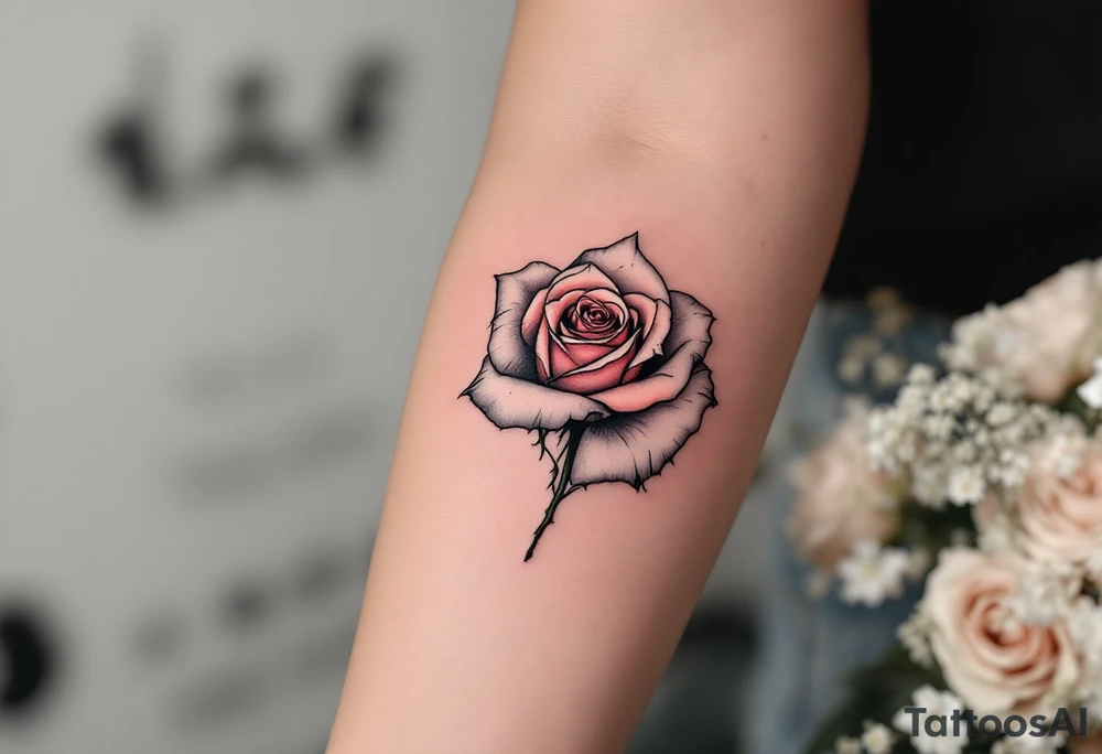 Rose with under the roseXII•XXX•MCMLXIX tattoo idea